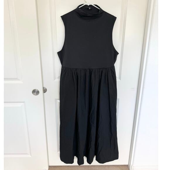 J. Crew Fitted Mock Neck Quiet Luxury Career Dress With Poplin Skirt Black 2X - Picture 3 of 6